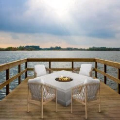 Modern Blaze Mt. Shasta 42-Inch Square Concrete Dining Height Fire Pit Table -Dimplex Officials modern blaze mt shasta 42 inch square concrete dining height fire pit table 29702455591006