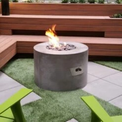 Modern Blaze Mt. St. Helens 36-Inch Round Concrete Gas Fire Pit -Dimplex Officials modern blaze mt st helens 24 round concrete chat height fire pit 28668912533598