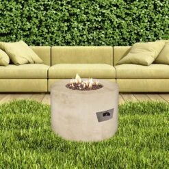 Modern Blaze Mt. St. Helens 36-Inch Round Concrete Gas Fire Pit -Dimplex Officials modern blaze mt st helens 36 inch round concrete gas fire pit 29442357854302