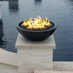 Modern Blaze Smooth Concrete Gas Fire Bowl - 27-Inch To 76-Inch Sizes -Dimplex Officials modern blaze round concrete gas fire bowl 27 inch to 76 inch sizes 29629574774878
