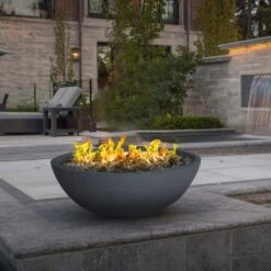 Modern Blaze Smooth Concrete Gas Fire Bowl - 27-Inch To 76-Inch Sizes -Dimplex Officials modern blaze round concrete gas fire bowl 27 inch to 76 inch sizes 29705733636190