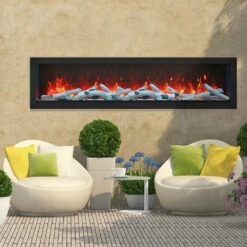 Remii DEEP Full Flame Indoor/Outdoor Frameless Built-in Electric Fireplace -Dimplex Officials remii remii deep full flame indoor outdoor frameless built in electric fireplace 28358381371486