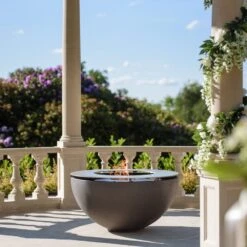 Solus Hemi 48-Inch Round Ultra High Performance Concrete Gas Fire Pit -Dimplex Officials solus hemi 48 inch round ultra high performance concrete gas fire pit 30546489311326