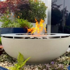 Solus Luna 42-Inch Round Ultra High-Performance Concrete Gas Fire Pit -Dimplex Officials solus luna 42 inch round ultra high performance concrete gas fire pit 30547498860638