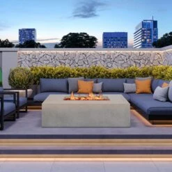 Stonelum Manhattan 04 47-Inch Rectangular Concrete Gas Fire Pit Table -Dimplex Officials stonelum manhattan 04 47 inch rectangular concrete gas fire pit table 30324493254750