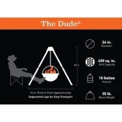 Cowboy Cauldron The Dude 24-Inch Steel Fire Pit Grill (CC-DUDE) -Dimplex Officials the dude steel fire pit grill by cowboy cauldron cc dude 850010414515 29564371468382