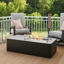 The Outdoor GreatRoom Company Kinney 55-Inch Linear Gas Fire Pit Table (KN-1224) -Dimplex Officials the outdoor greatroom company the outdoor greatroom company kinney 55 linear gas fire pit table kn 1224 14355150143582