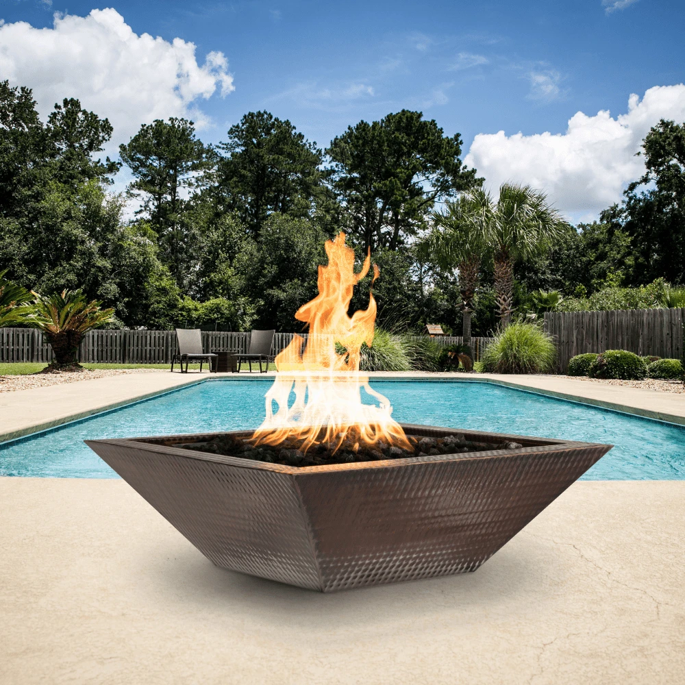 Top Fires Maya 24-Inch Square Copper Gas Fire Bowl - Electronic (OPT-103-SQ24E) 2 Top Fires Maya 24-Inch Square Copper Gas Fire Bowl - Electronic (OPT-103-SQ24E) - Image 2