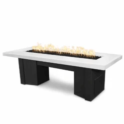 Top Fires Alameda Black And White Steel Gas Fire Pit Table - Electronic