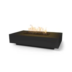 Top Fires Cabo 56-Inch Rectangular GFRC Gas Fire Pit Table - Electronic -Dimplex Officials top fires cabo 56 inch rectangular gfrc gas fire pit table electronic liquid propane black opt cbln56ekit blk lp 840057365833 29692383985758