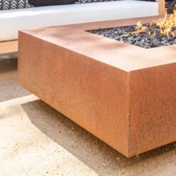 Top Fires Cabo Linear Corten Steel Gas Fire Pit Table -Dimplex Officials top fires cabo linear corten steel gas fire pit table 29658307035230