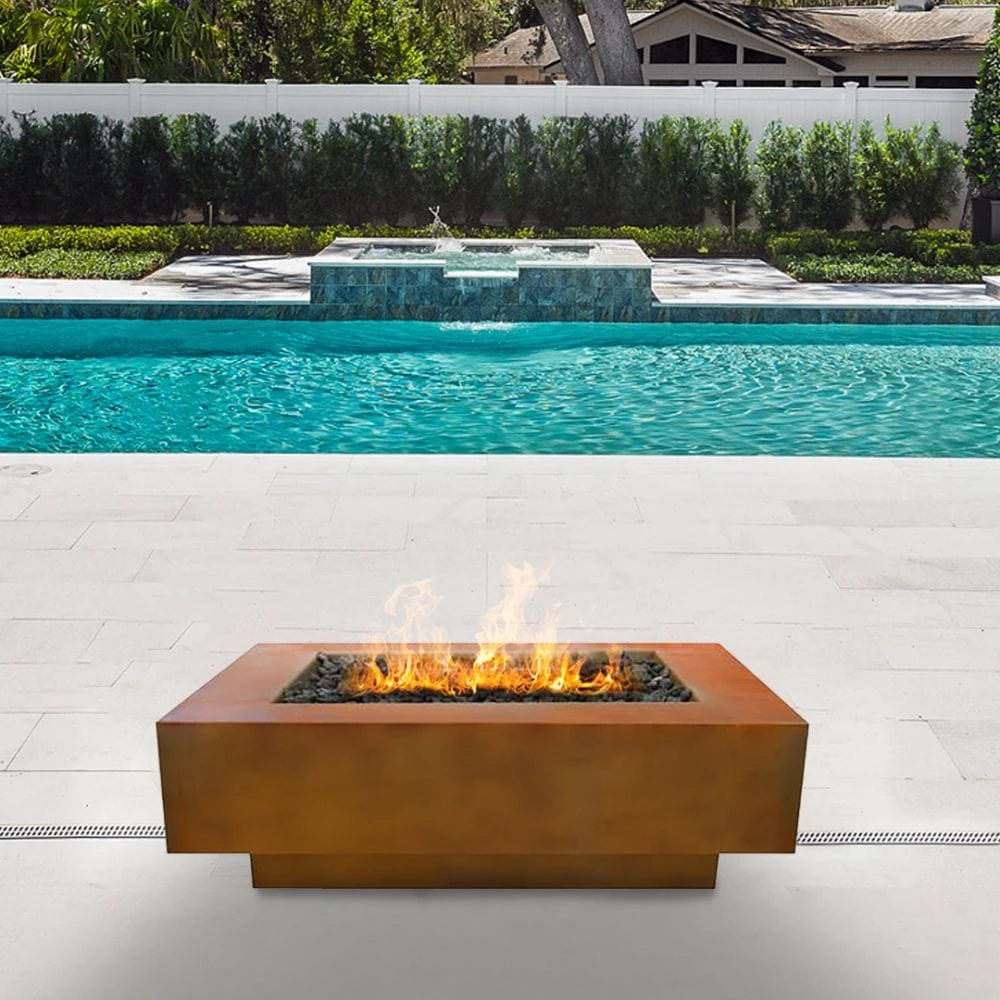 Top Fires Coronado 15-Inch Tall Rectangular Corten Steel Gas Fire Pit - Match Lit 3 Top Fires Coronado 15-Inch Tall Rectangular Corten Steel Gas Fire Pit - Match Lit - Image 3