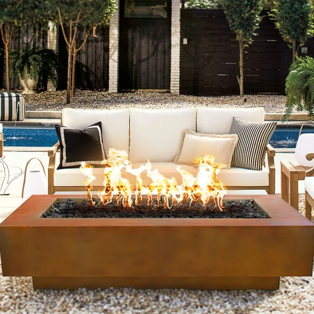 Top Fires Coronado 15-Inch Tall Rectangular Corten Steel Gas Fire Pit - Match Lit 6 Top Fires Coronado 15-Inch Tall Rectangular Corten Steel Gas Fire Pit - Match Lit - Image 6