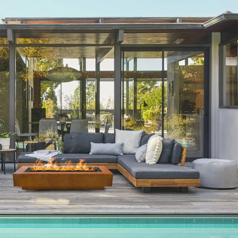 Top Fires Coronado 15-Inch Tall Rectangular Corten Steel Gas Fire Pit - Match Lit 10 Top Fires Coronado 15-Inch Tall Rectangular Corten Steel Gas Fire Pit - Match Lit - Image 10