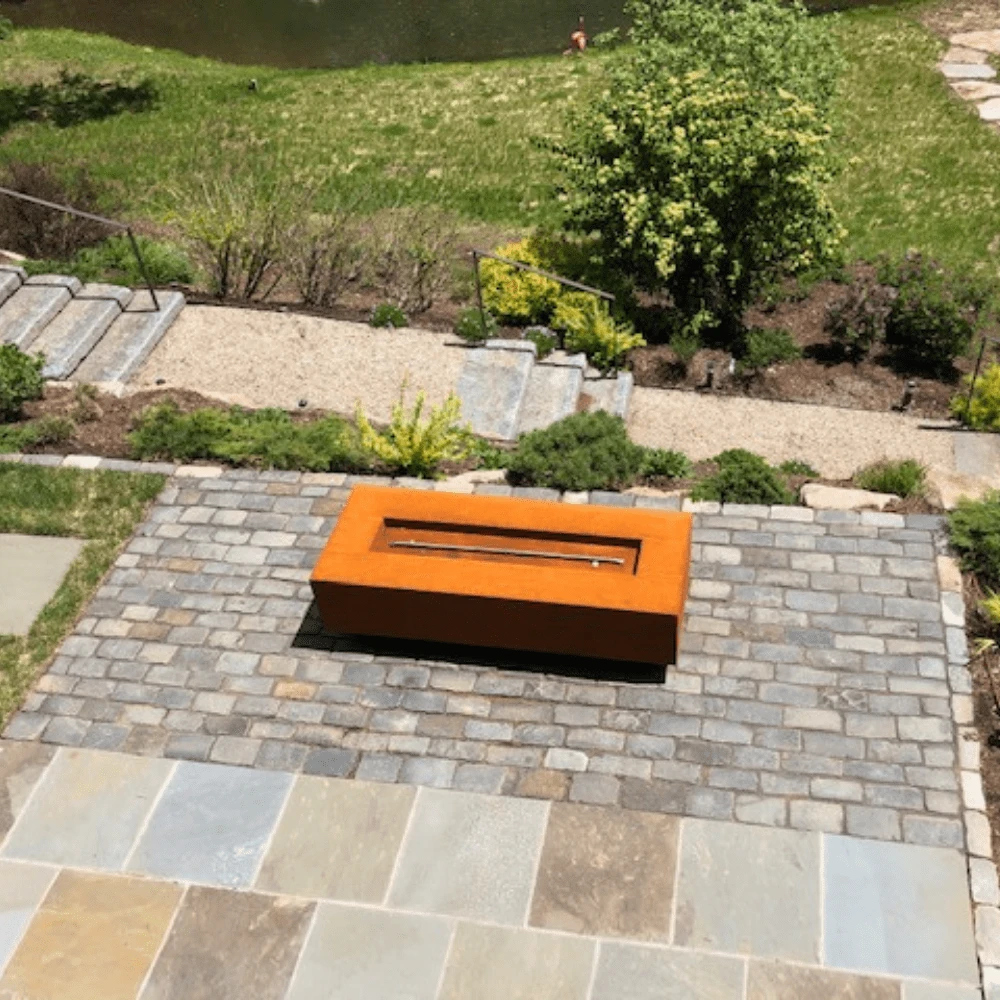 Top Fires Coronado 15-Inch Tall Rectangular Corten Steel Gas Fire Pit - Match Lit 2 Top Fires Coronado 15-Inch Tall Rectangular Corten Steel Gas Fire Pit - Match Lit - Image 2
