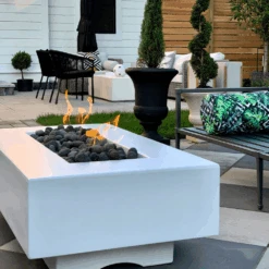 Top Fires Del Mar 84-Inch Rectangular GFRC Gas Fire Pit - Electronic -Dimplex Officials top fires del mar 84 inch rectangular gfrc gas fire pit electronic 29695068667998