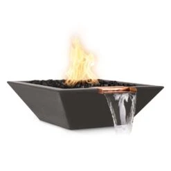 Top Fires Maya 24-Inch Square Concrete Gas Fire And Water Bowl - Electronic (OPT-24SFWE) -Dimplex Officials top fires maya 24 inch square concrete gas fire and water bowl electronic opt 24sfwe liquid propane chestnut opt 24sfwe12v cst lp 840057316057 29695660851294