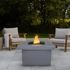 Top Fires Ramona 36-Inch Square GFRC Gas Fire Pit Table - Electronic -Dimplex Officials top fires ramona 36 inch square gfrc gas fire pit table electronic liquid propane gray opt rmnsq36ekit gry lp 840029502990 29575104397406