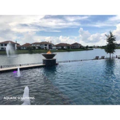 Top Fires Cazo 24-Inch Round Concrete Gas Fire And Water Bowl - Match Lit (OPT-24RFW) -Dimplex Officials top fires top fires 24 round concrete gas fire and water bowl match lit opt 24rfwm 11811982901342