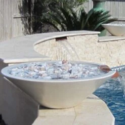 Top Fires Cazo 24-Inch Round Concrete Gas Fire And Water Bowl - Match Lit (OPT-24RFW) -Dimplex Officials top fires top fires 24 round concrete gas fire and water bowl match lit opt 24rfwm 14665521725534