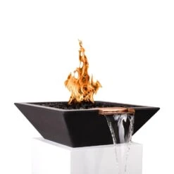 Top Fires Maya 24-Inch Square Concrete Gas Fire And Water Bowl - Electronic (OPT-24SFWE)