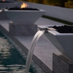 Top Fires Maya 24-Inch Square Concrete Gas Fire And Water Bowl - Match Lit (OPT-24SFW) -Dimplex Officials top fires top fires 24 square concrete gas fire and water bowl match lit opt 24sfwm 14665447112798