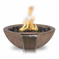 Top Fires Sedona 27-Inch Wood Grain GFRC Gas Fire And Water Bowl - Match Lit
