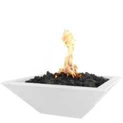 Top Fires Maya 30-Inch Square Concrete Gas Fire Bowl - Electronic (OPT-30SFOE)