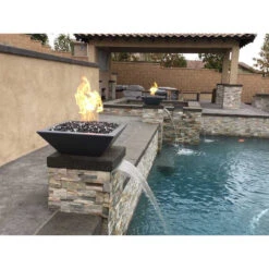Top Fires Maya 30-Inch Square Concrete Gas Fire Bowl - Electronic (OPT-30SFOE) -Dimplex Officials top fires top fires 30 square concrete gas fire bowl electronic opt 30sfoe 11814246744158