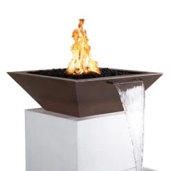 Top Fires Maya 30-Inch Square Copper Gas Fire And Water Bowl - Match Lit (OPT-30SCFW)