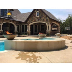 Top Fires Cazo 31-Inch Round Concrete Gas Fire And Water Bowl - Match Lit (OPT-31RFW) -Dimplex Officials top fires top fires 31 round concrete gas fire and water bowl match lit opt 31rfwm 11806748901470