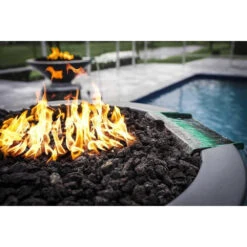 Top Fires Cazo 31-Inch Round Concrete Gas Fire And Water Bowl - Match Lit (OPT-31RFW) -Dimplex Officials top fires top fires 31 round concrete gas fire and water bowl match lit opt 31rfwm 11811994599518