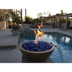 Top Fires Sedona 33-Inch Round Concrete Gas Fire And Water Bowl - Electronic (OPT-33RFWE) -Dimplex Officials top fires top fires 33 round concrete gas fire and water bowl electronic opt 33rfwe 11812251107422