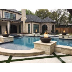 Top Fires Sedona 33-Inch Round Concrete Gas Fire Bowl - Electronic (OPT-33RFOE) -Dimplex Officials top fires top fires 33 round concrete gas fire bowl electronic opt 33rfoe 11812271325278