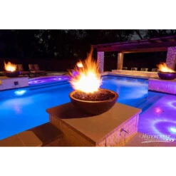 Top Fires Sedona 33-Inch Round Concrete Gas Fire Bowl - Electronic (OPT-33RFOE) -Dimplex Officials top fires top fires 33 round concrete gas fire bowl electronic opt 33rfoe 11812271390814