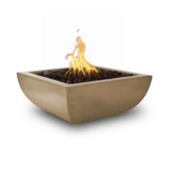 Top Fires Avalon 24-Inch Square Concrete Gas Fire Bowl - Electronic -Dimplex Officials top fires top fires avalon 24 square concrete gas fire bowl electronic 27945353379934