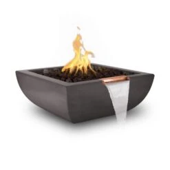 Top Fires Avalon 30-Inch Square Concrete Gas Fire And Water Bowl - Electronic -Dimplex Officials top fires top fires avalon 30 square concrete gas fire and water bowl electronic 27956806025310