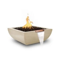 Top Fires Avalon 30-Inch Square Concrete Gas Fire And Water Bowl - Match Lit -Dimplex Officials top fires top fires avalon 30 square concrete gas fire and water bowl match lit 14776645124190