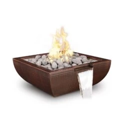 Top Fires Avalon Square Hammered Copper Gas Fire And Water Bowl - Electronic