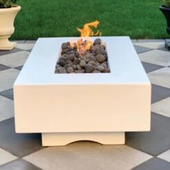 Top Fires Del Mar 84-Inch Rectangular GFRC Gas Fire Pit - Electronic -Dimplex Officials top fires top fires del mar 84 rectangular gfrc gas fire pit electronic liquid propane limestone 27968129466462