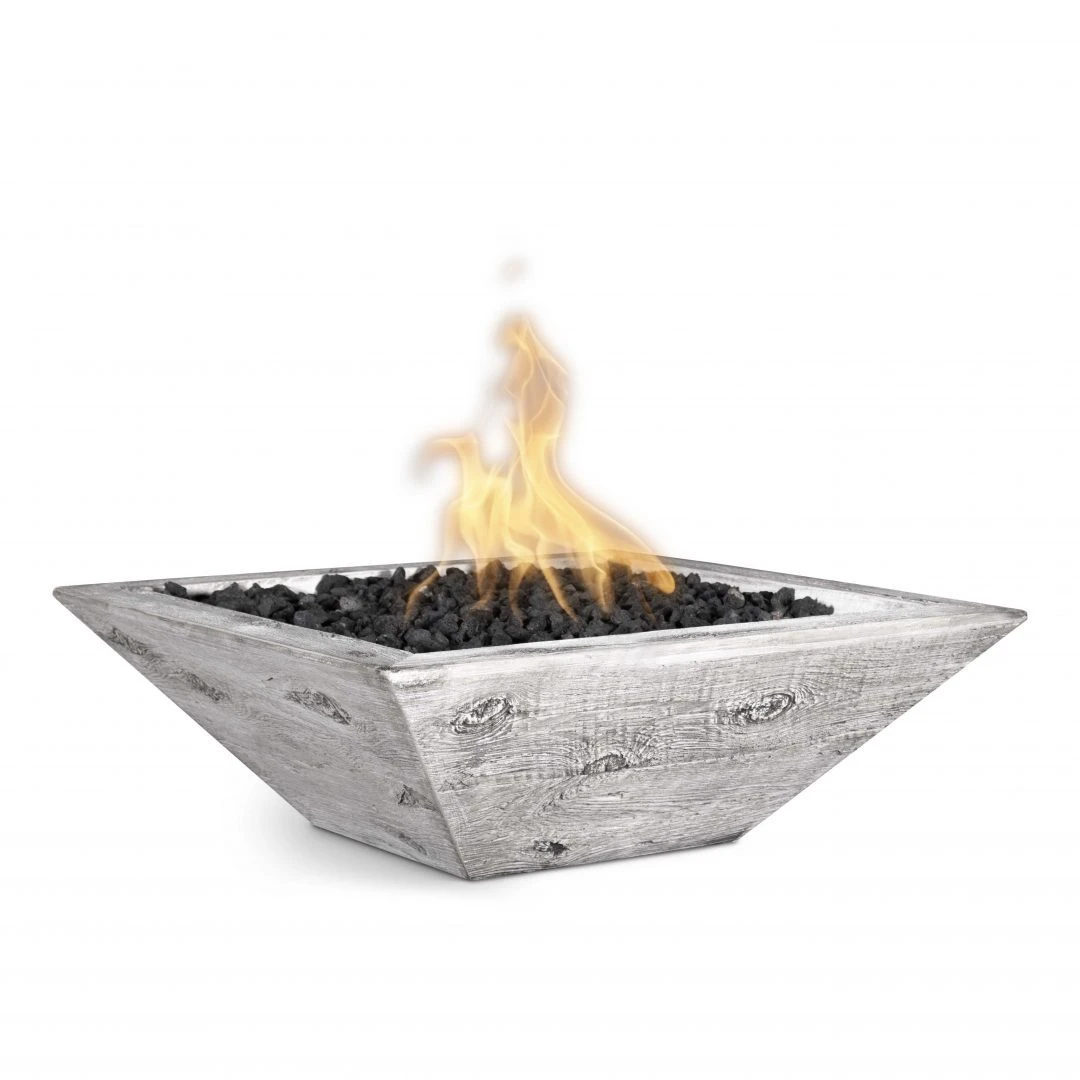 Top Fires Maya Square Wood Grain GFRC Gas Fire Bowl - Electronic 1 Top Fires Maya Square Wood Grain GFRC Gas Fire Bowl - Electronic