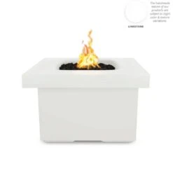 Top Fires Ramona 36-Inch Square GFRC Gas Fire Pit Table - Electronic -Dimplex Officials top fires top fires ramona 36 square gfrc gas fire pit table electronic liquid propane limestone 14767818309726