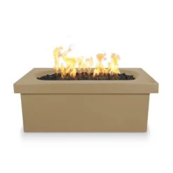 Top Fires Ramona 60-Inch Rectangular GFRC Gas Fire Pit Table - Flame Sense -Dimplex Officials top fires top fires ramona 60 rectangular gfrc gas fire pit table flame sense liquid propane brown 14764703350878