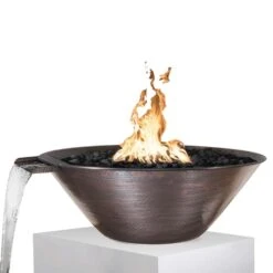 Top Fires Remi 31-Inch Round Copper Gas Fire And Water Bowl - Electronic