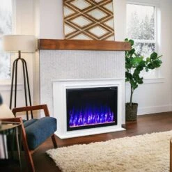 Touchstone Forte Elite 40-Inch Freestanding Electric Fireplace With White Mantel (#90000-80052) -Dimplex Officials touchstone forte elite 40 inch electric fireplace with white mantel 90000 80052 90000 80052 29404235694174