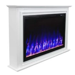 Touchstone Forte Elite 40-Inch Freestanding Electric Fireplace With White Mantel (#90000-80052) -Dimplex Officials touchstone forte elite 40 inch freestanding smart electric fireplace with mantel 90000 80052 29375206654046