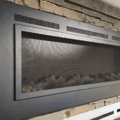 Touchstone Forte Steel 40-Inch Recessed Electric Fireplace With Mesh Screen (#80048) -Dimplex Officials touchstone forte steel 40 inch recessed electric fireplace with mesh screen 80048 80048 28861072703582