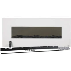 Touchstone Ivory 50-Inch Wall Mounted Electric Fireplace With White Frame (#80002) -Dimplex Officials touchstone touchstone ivory wall mounted electric fireplace with white frame 80002 23904465283